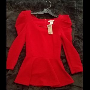 Arden B red peplum top